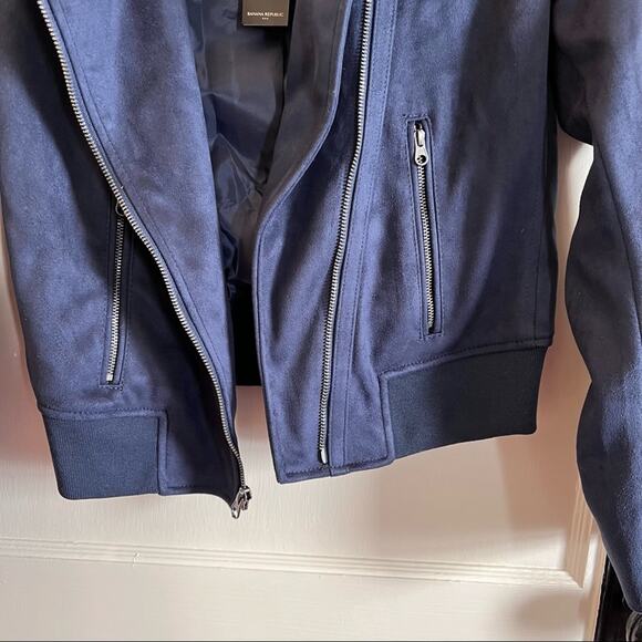 Banana Republic Petite Blue Faux Suede Moto Jacket - Picture 3 of 12